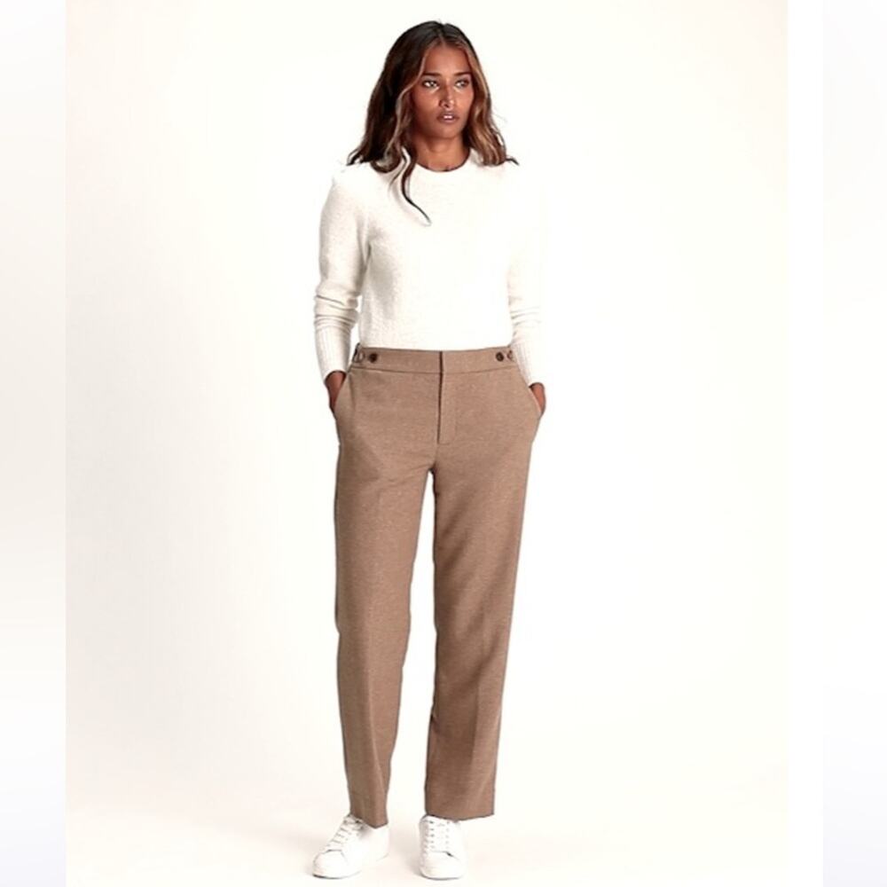 Banana Republic NWT High Rise Straight Elastic Waist Pants Wool Blend Flannel 8S